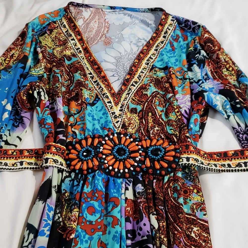 Summer dress with gorgeous beaded waist.